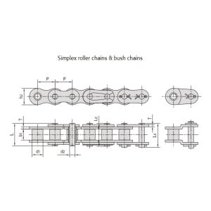 Corrente de rolos de precisão de passo curto série A