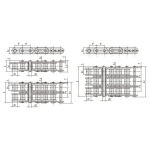 Corrente de rolos série B com placas laterais retas