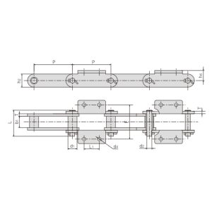 corrente transportadora com acessórios