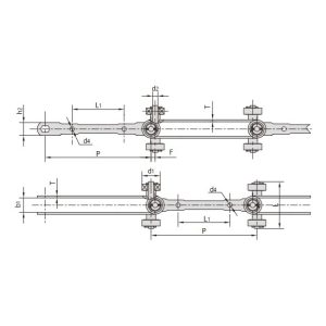 corrente transportadora com dobradiças duplas