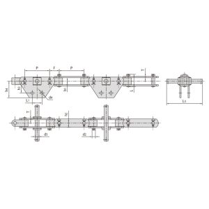 Corrente transportadora articulada dupla