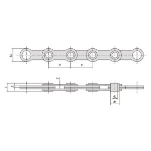 Corrente de folhas com pinos ocos