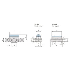 Corrente com placas fixadas em borracha