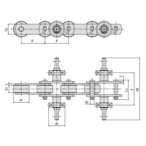 Corrente transportadora com luvas de borracha
