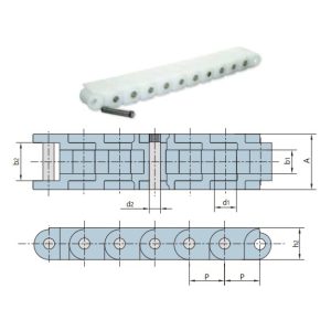 Corrente de rolos de plástico de passo curto