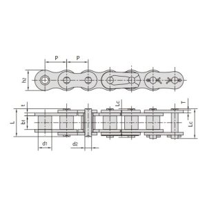 Corrente resistente à corrosão com rolos niquelados de passo curto