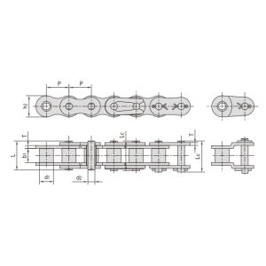 Corrente de rolos de passo curto em aço inoxidável