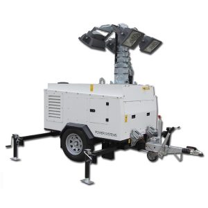 torre de iluminação móvel a diesel com halogeneto metálico e elevador hidráulico